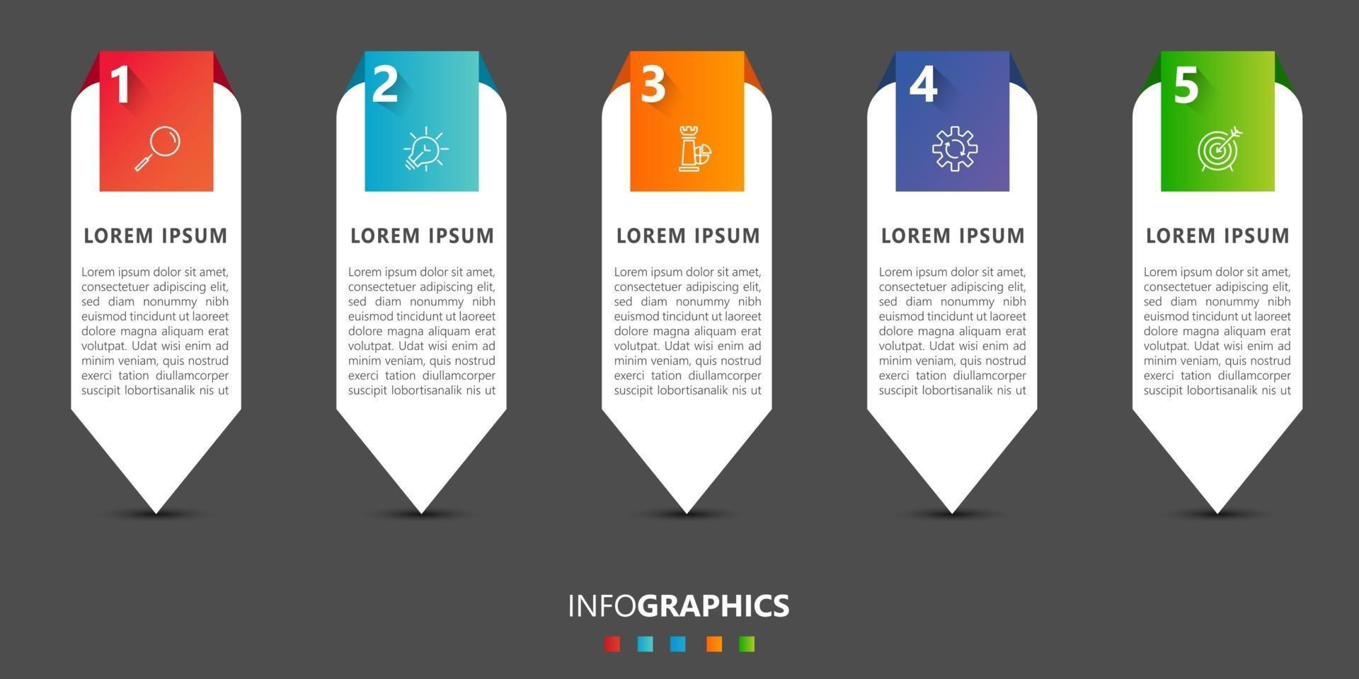 vector de plantilla de diseño de infografía empresarial con iconos y 5 opciones o pasos