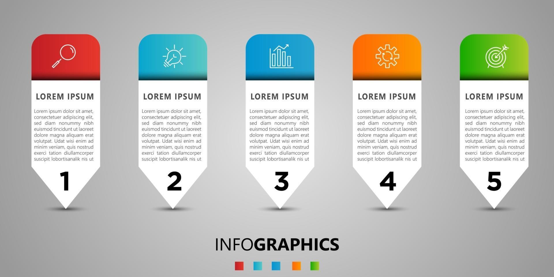 vector de plantilla de diseño de infografía empresarial con iconos y 5 opciones o pasos