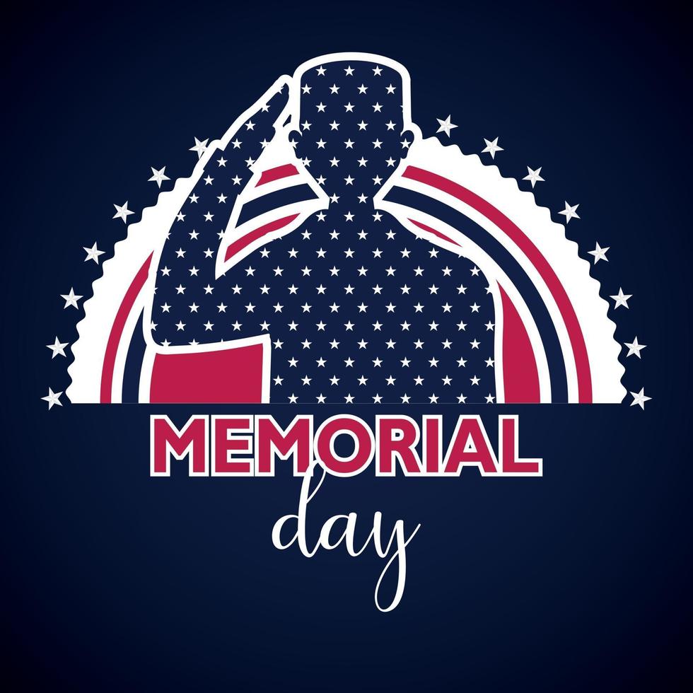 US army man silhouette in a memorial day poster vector