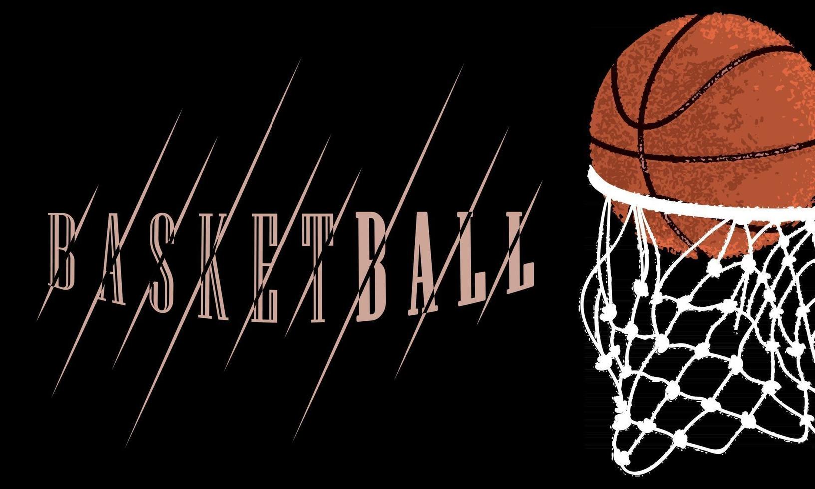 pelota de baloncesto entrando en un cartel de deporte neto vector