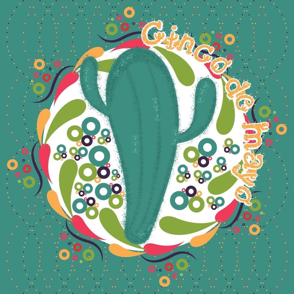Cactus in a colored label Cinco de mayo poster vector