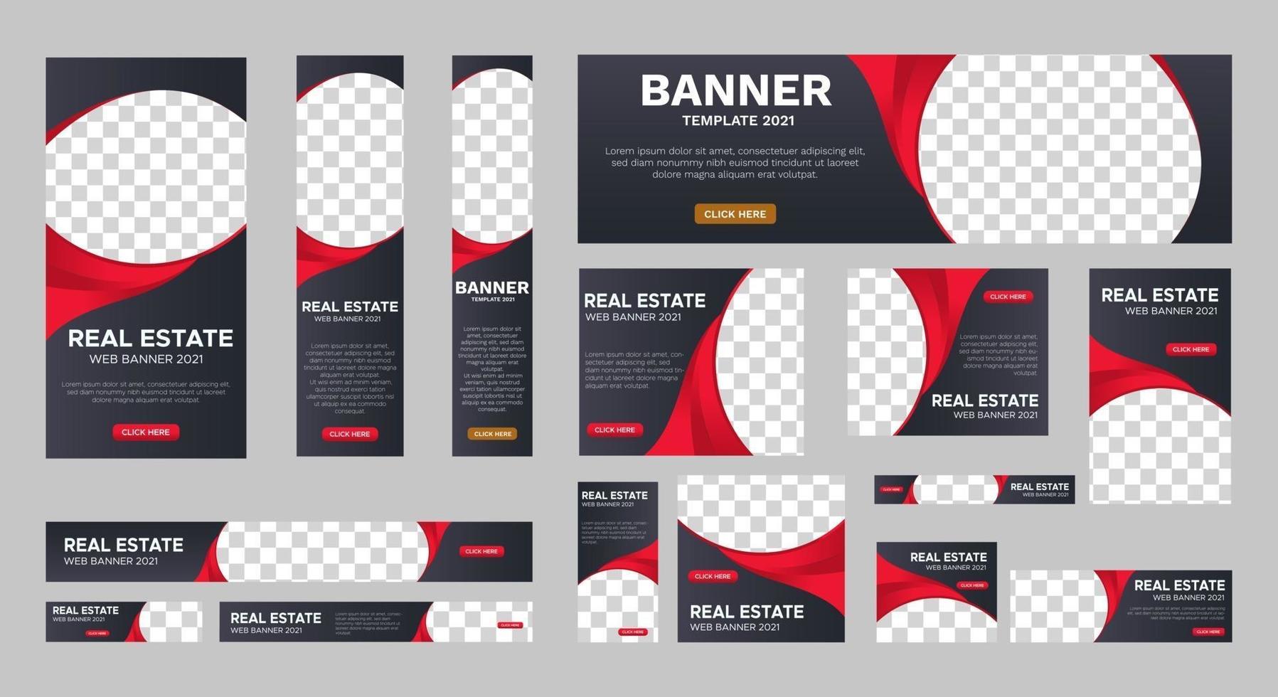 Set of corporate web banners of standard size vector