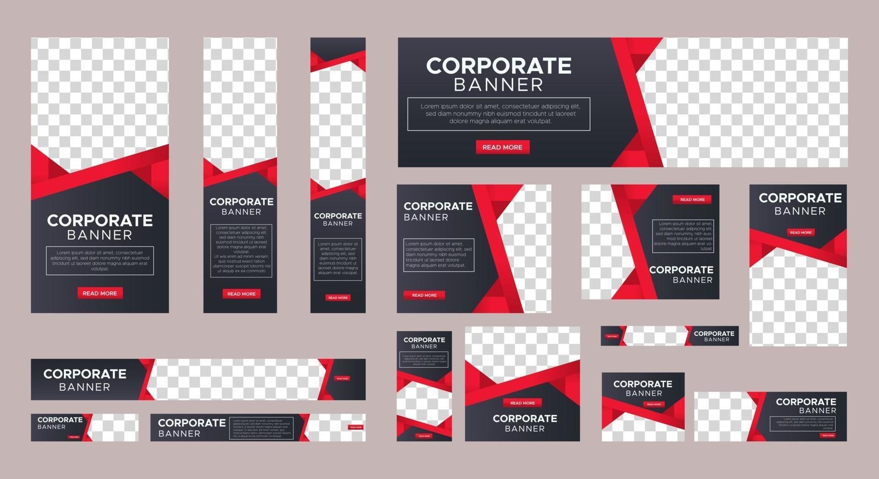 conjunto de plantillas de banners web corporativos de tamaño estándar vector