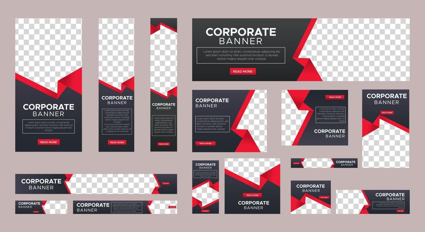 conjunto de plantillas de banners web corporativos de tamaño estándar vector