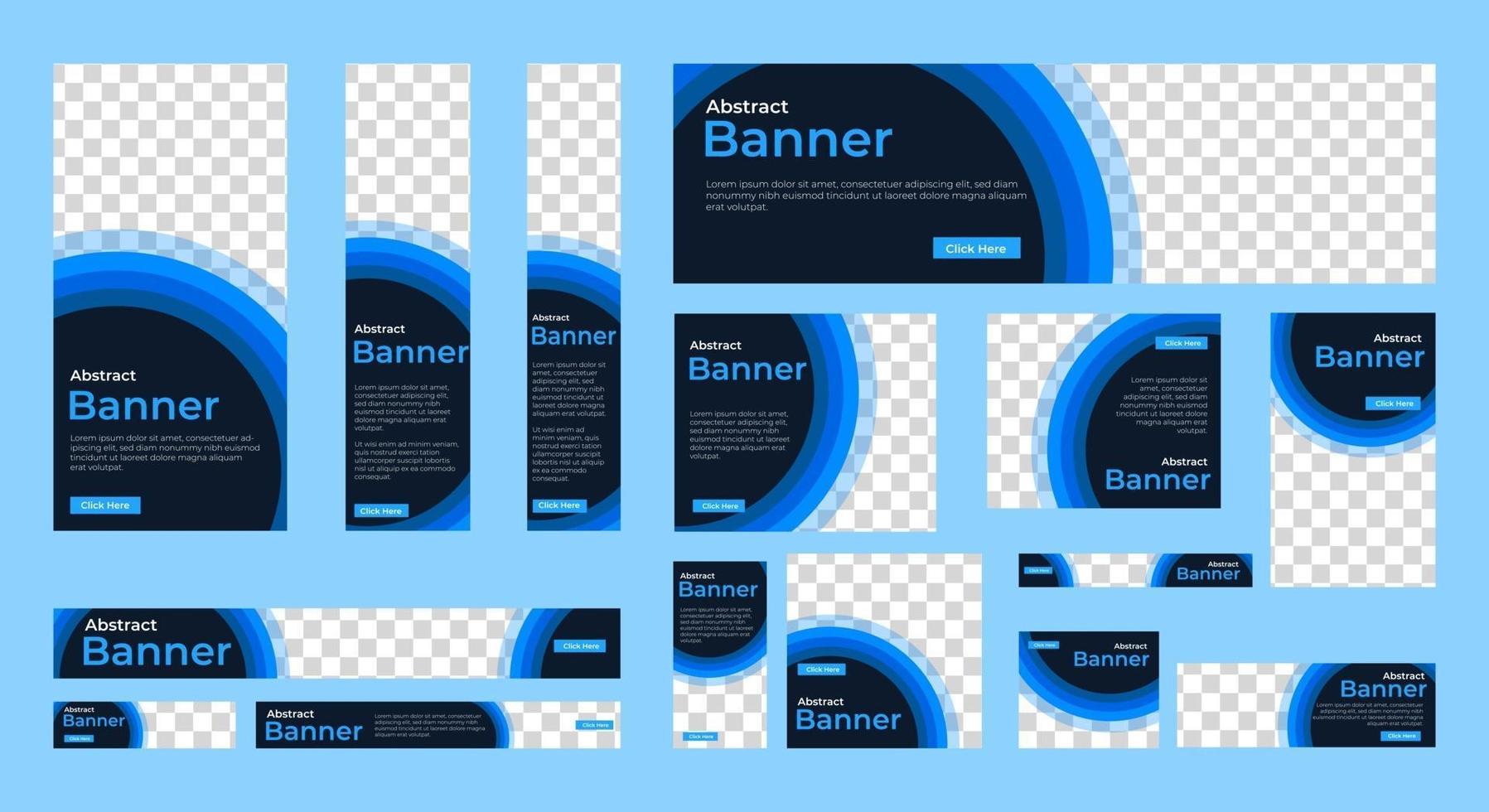 Plantilla de banners modernos con tamaño estándar para publicidad. vector
