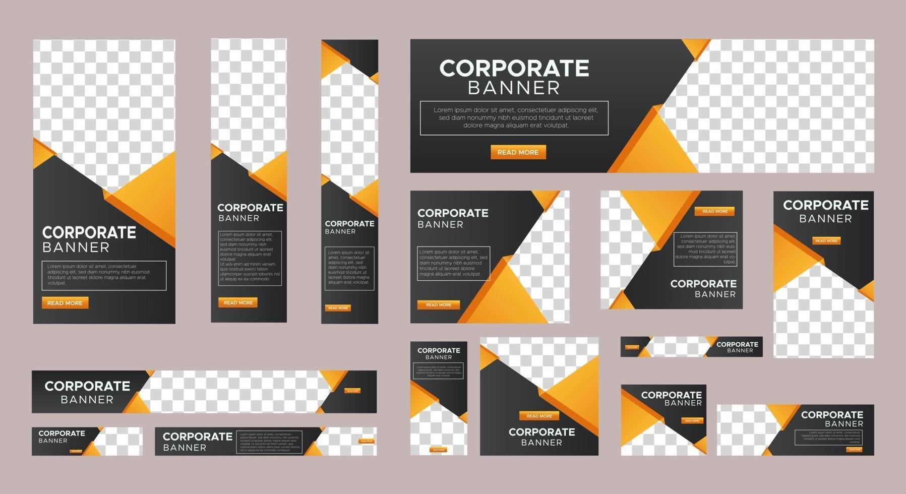 conjunto de plantillas de banners web corporativos de tamaño estándar vector