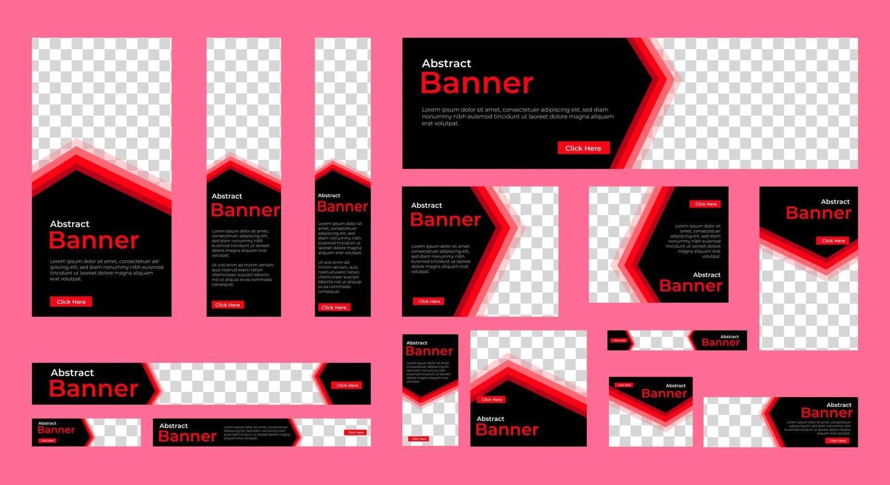 Plantilla de banners modernos con tamaño estándar para publicidad. vector