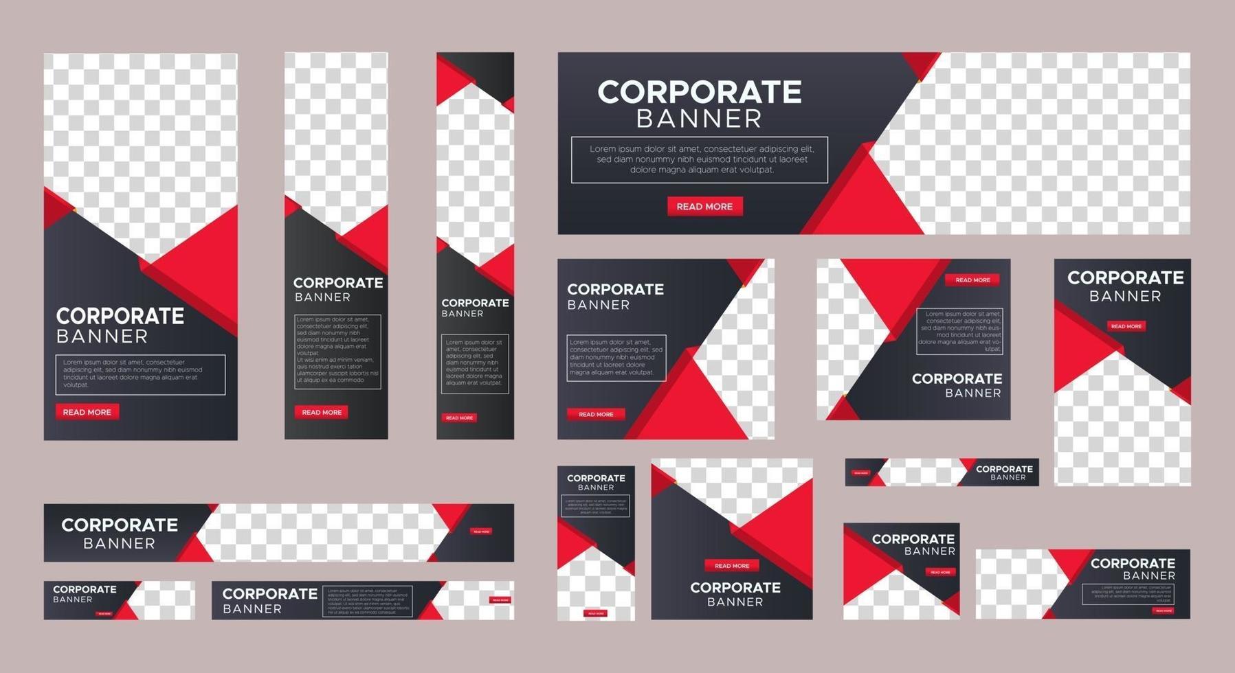 conjunto de plantillas de banners web corporativos de tamaño estándar vector