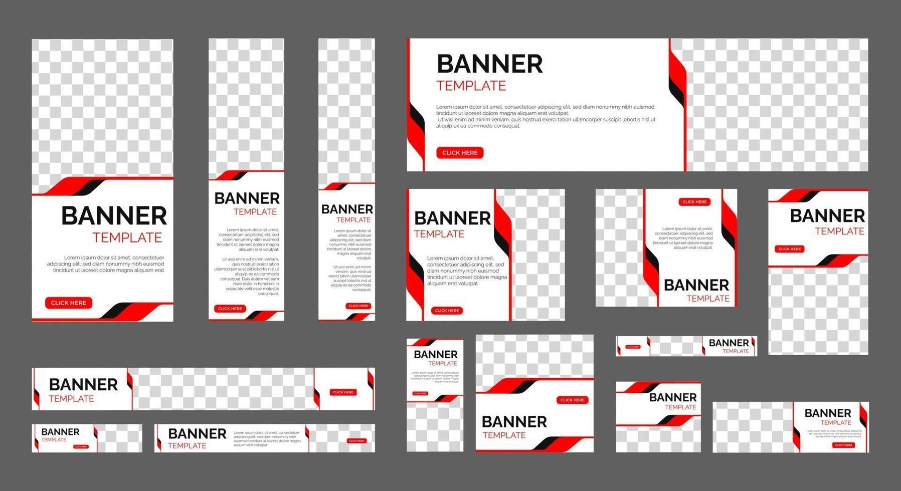 Banners web comerciales con tamaño estándar y lugar para fotos. vector