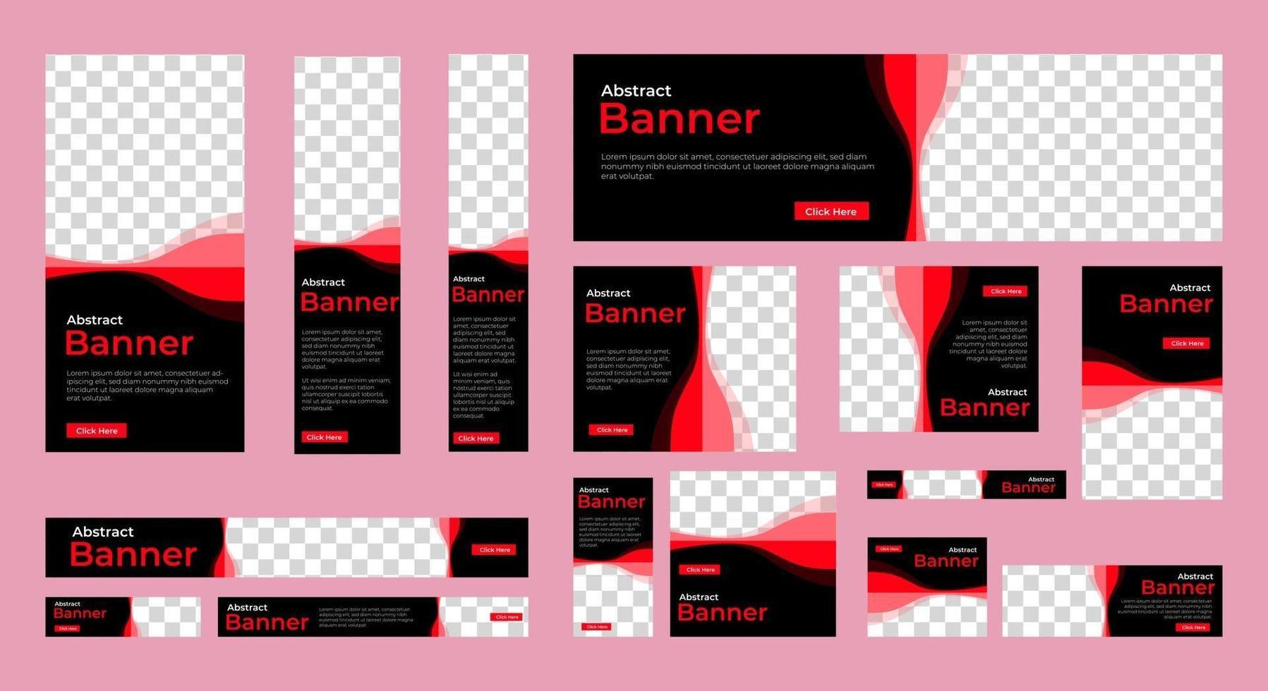 Plantilla de banners modernos con tamaño estándar para publicidad. vector