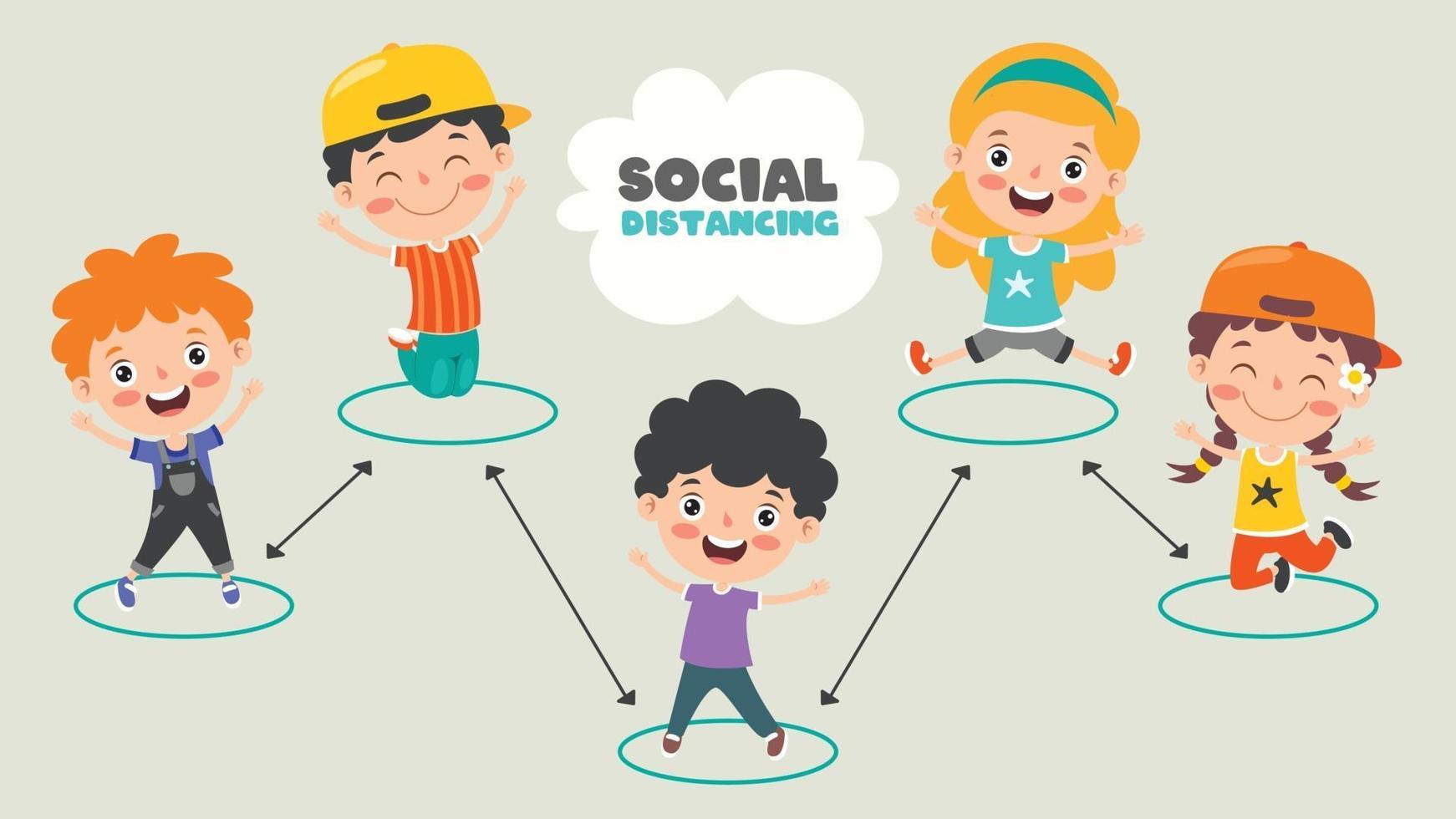 reglas de distancia social para niños vector