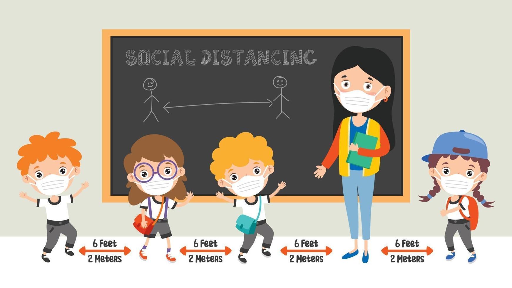 reglas de distancia social para niños vector