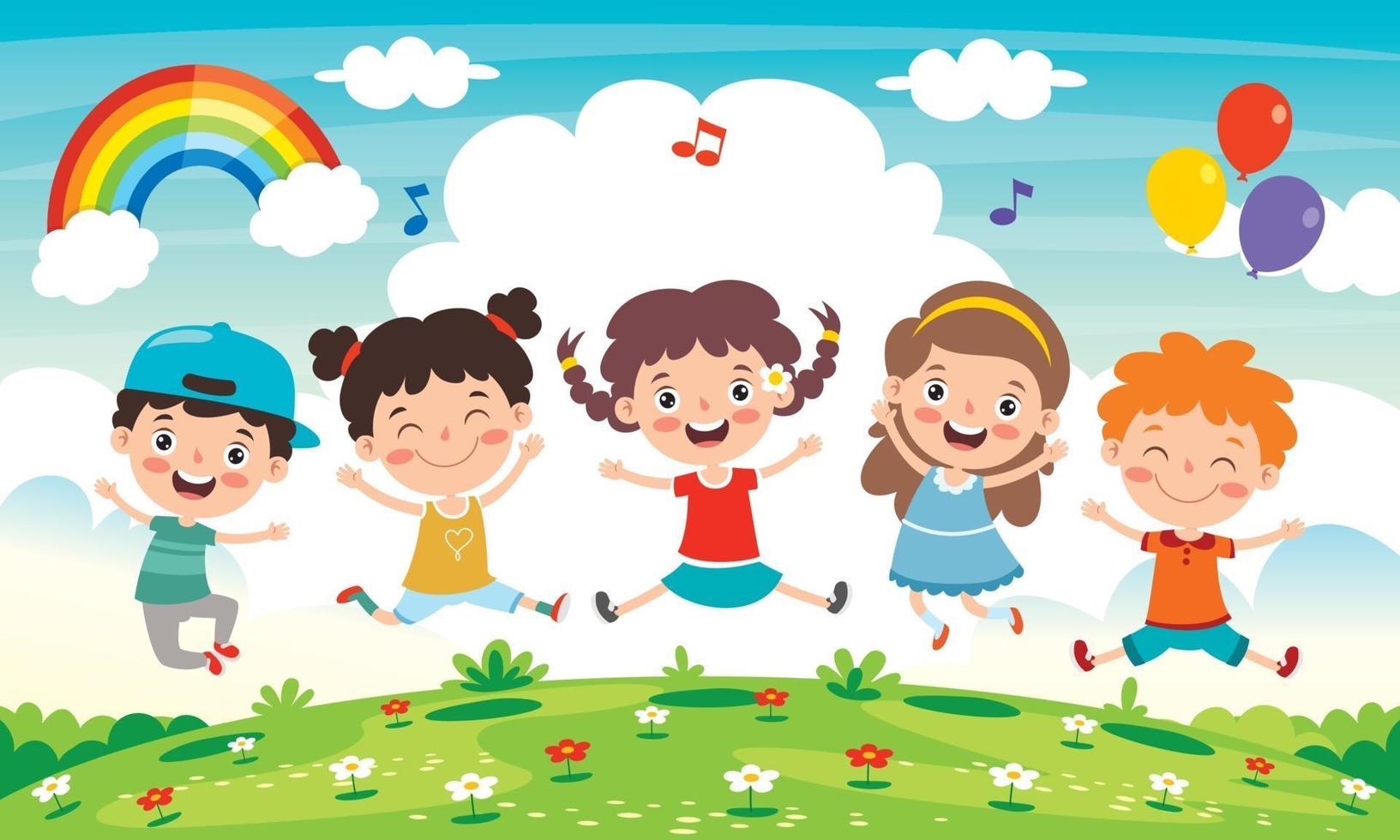 Little Children Having Fun Together vector