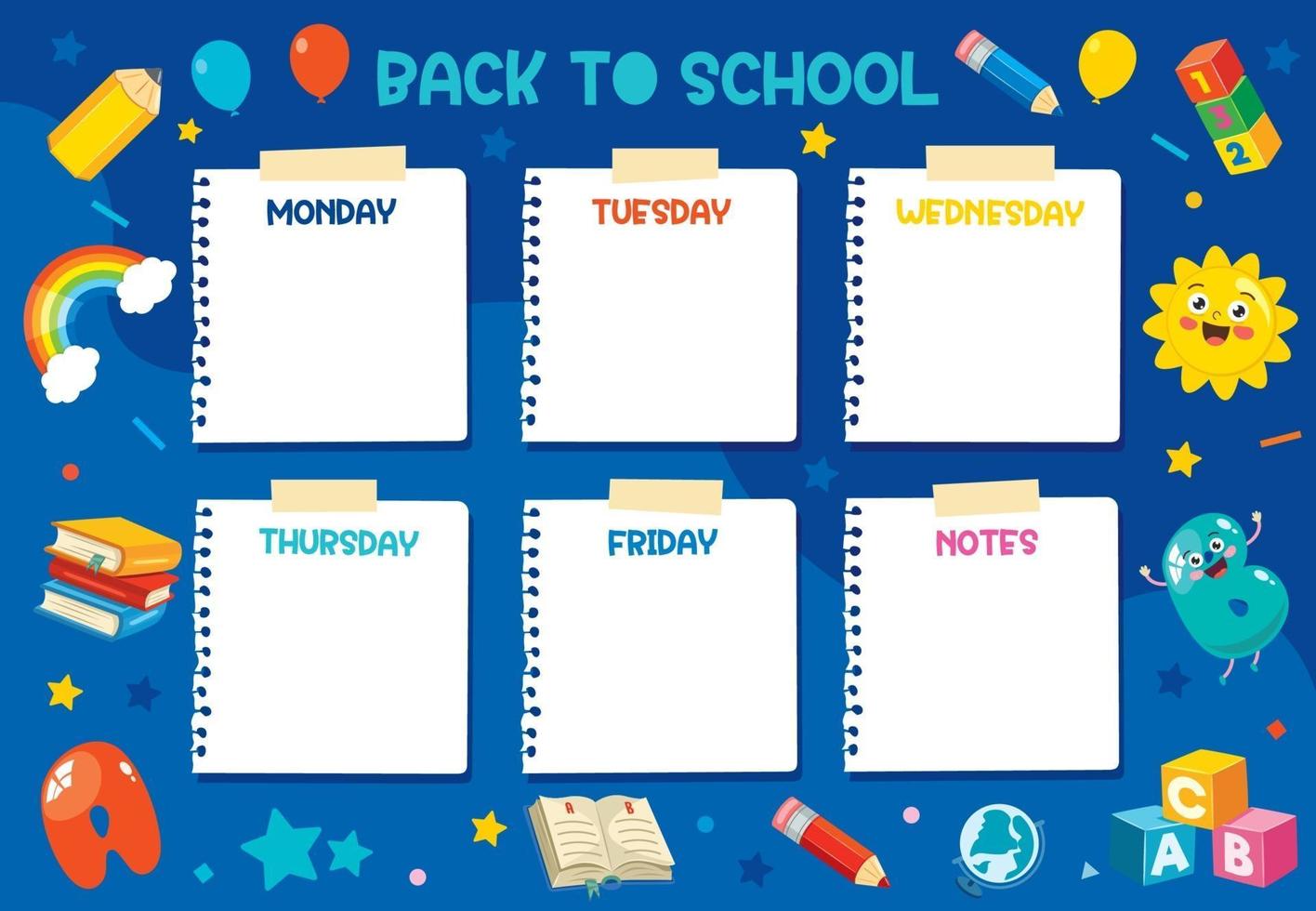 Daily And Weekly Planner For Children vector