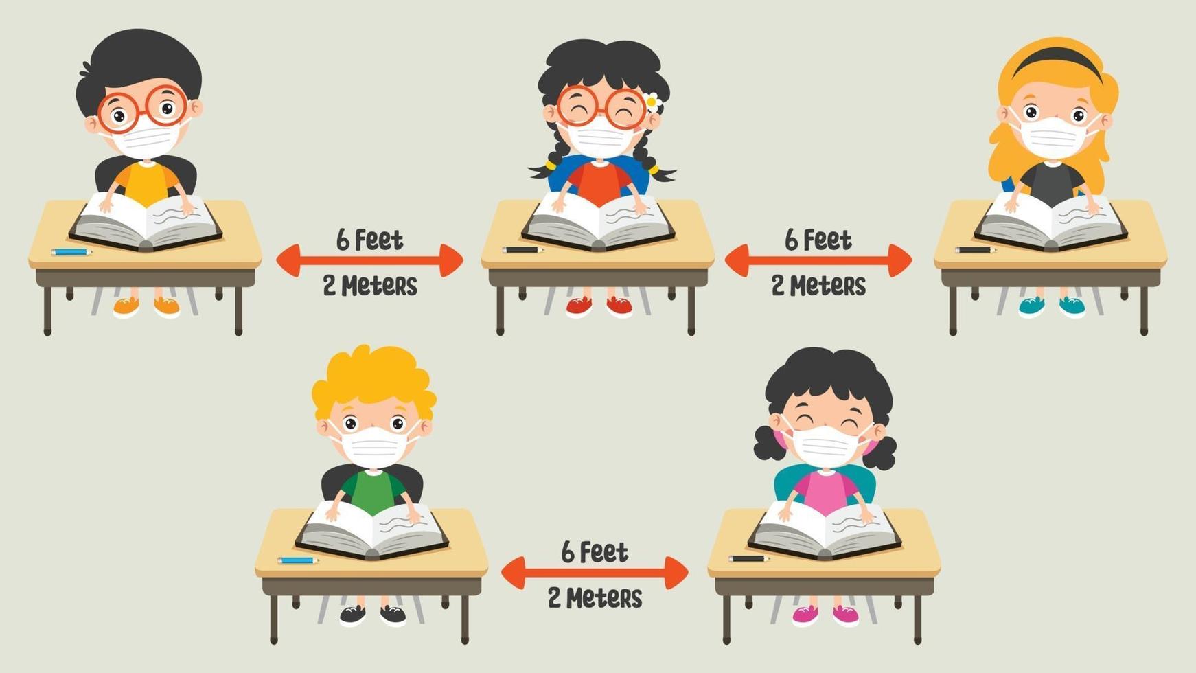 Social Distance Rules For Children vector