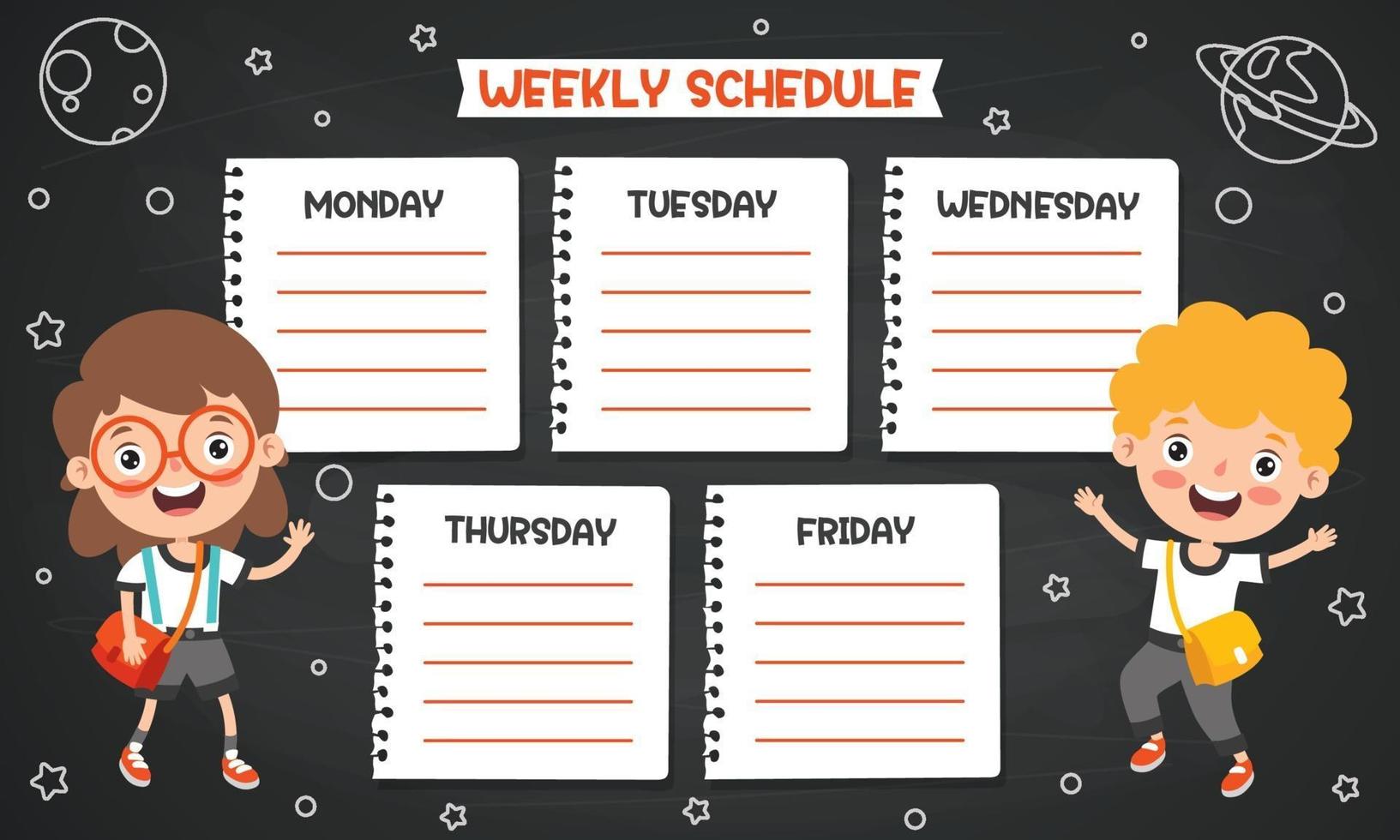 planificador diario y semanal para niños vector