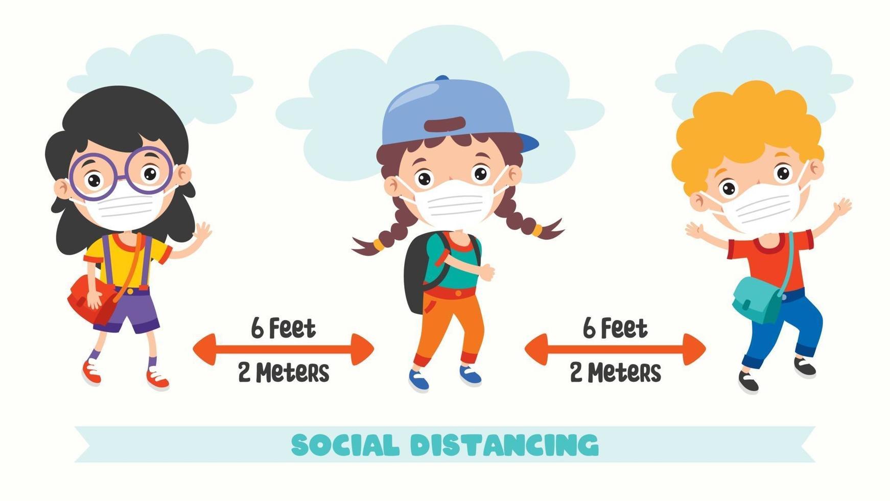 reglas de distancia social para niños vector