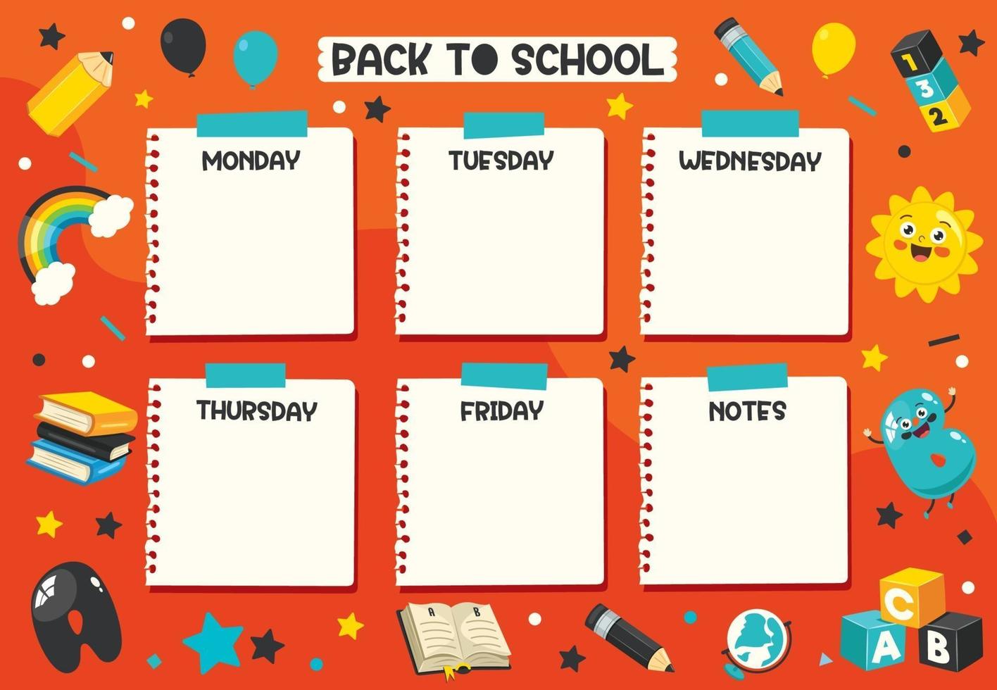 Daily And Weekly Planner For Children vector