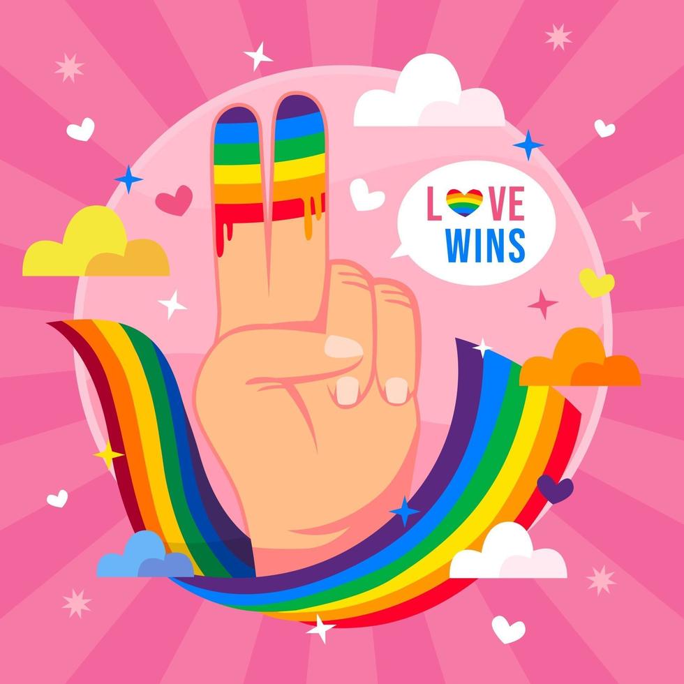 Peace hand sign to celebrate pride day concept vector