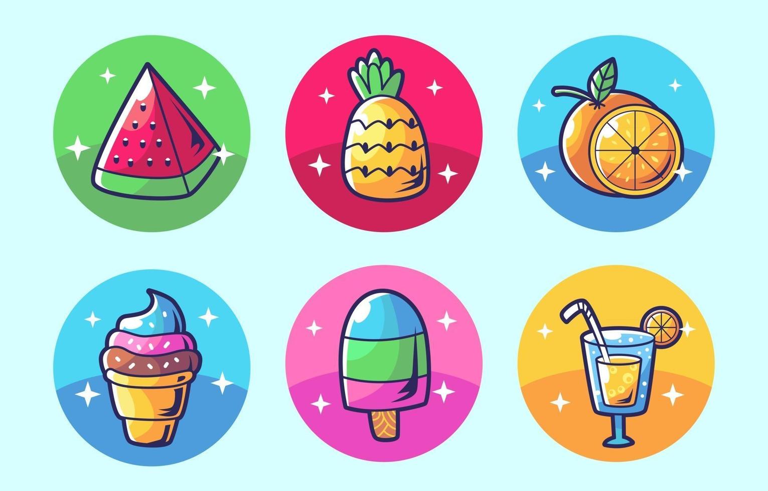 Cartoon summer food collections vector