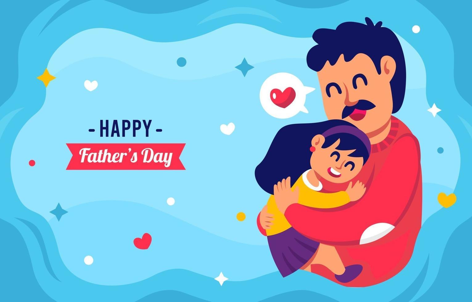 Cartoon Father and Daughter celebrated fahters day vector