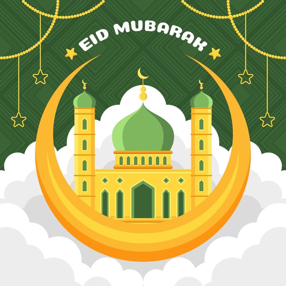 Flat Green and Yellow Mosque Concept vector