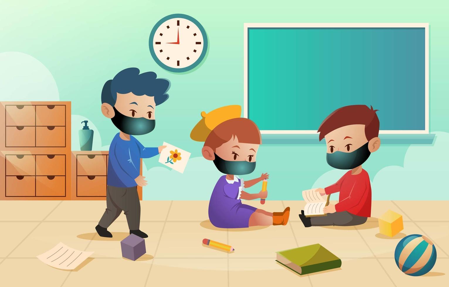 Student Playing in The Classroom vector