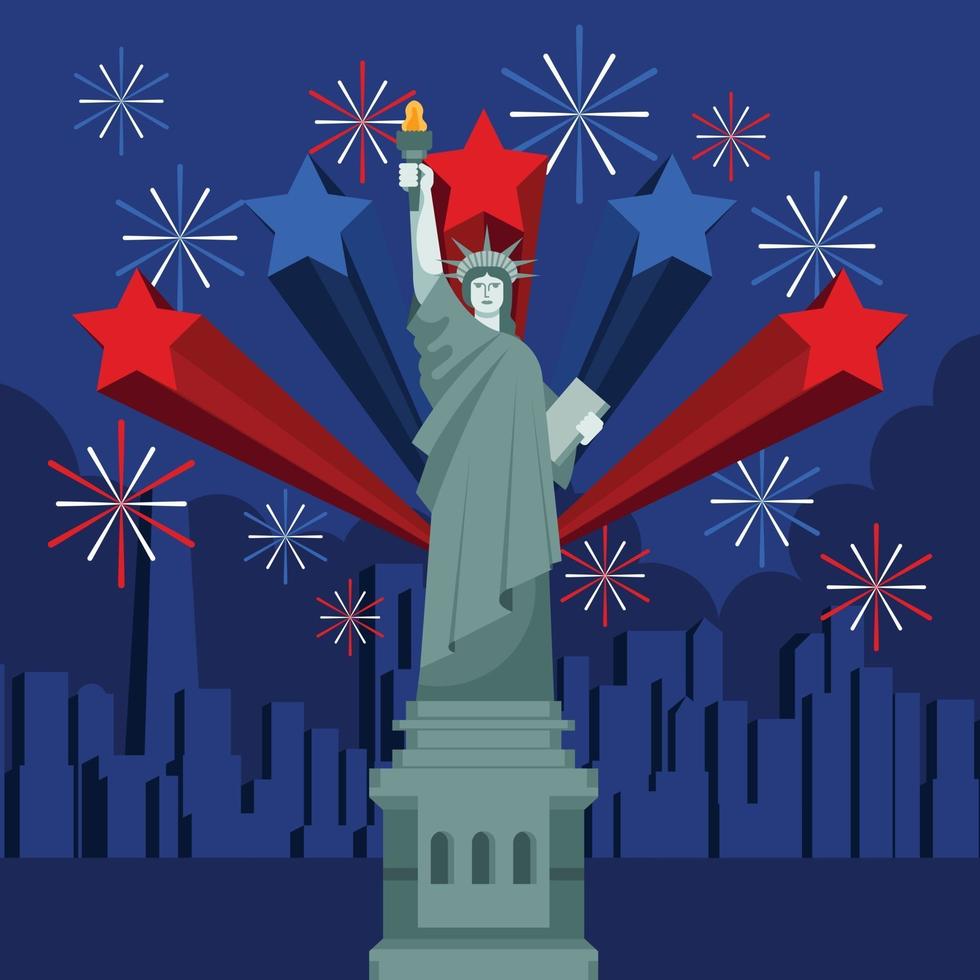 Fourth of July Celebration Around Statue of Liberty vector