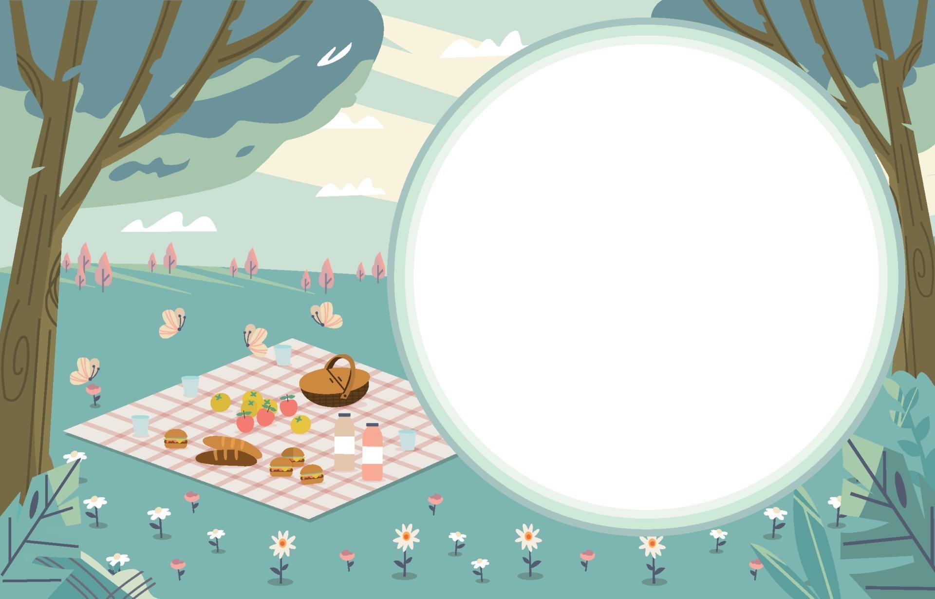 Picnic In The Forest Background 2383601 Vector Art At Vecteezy