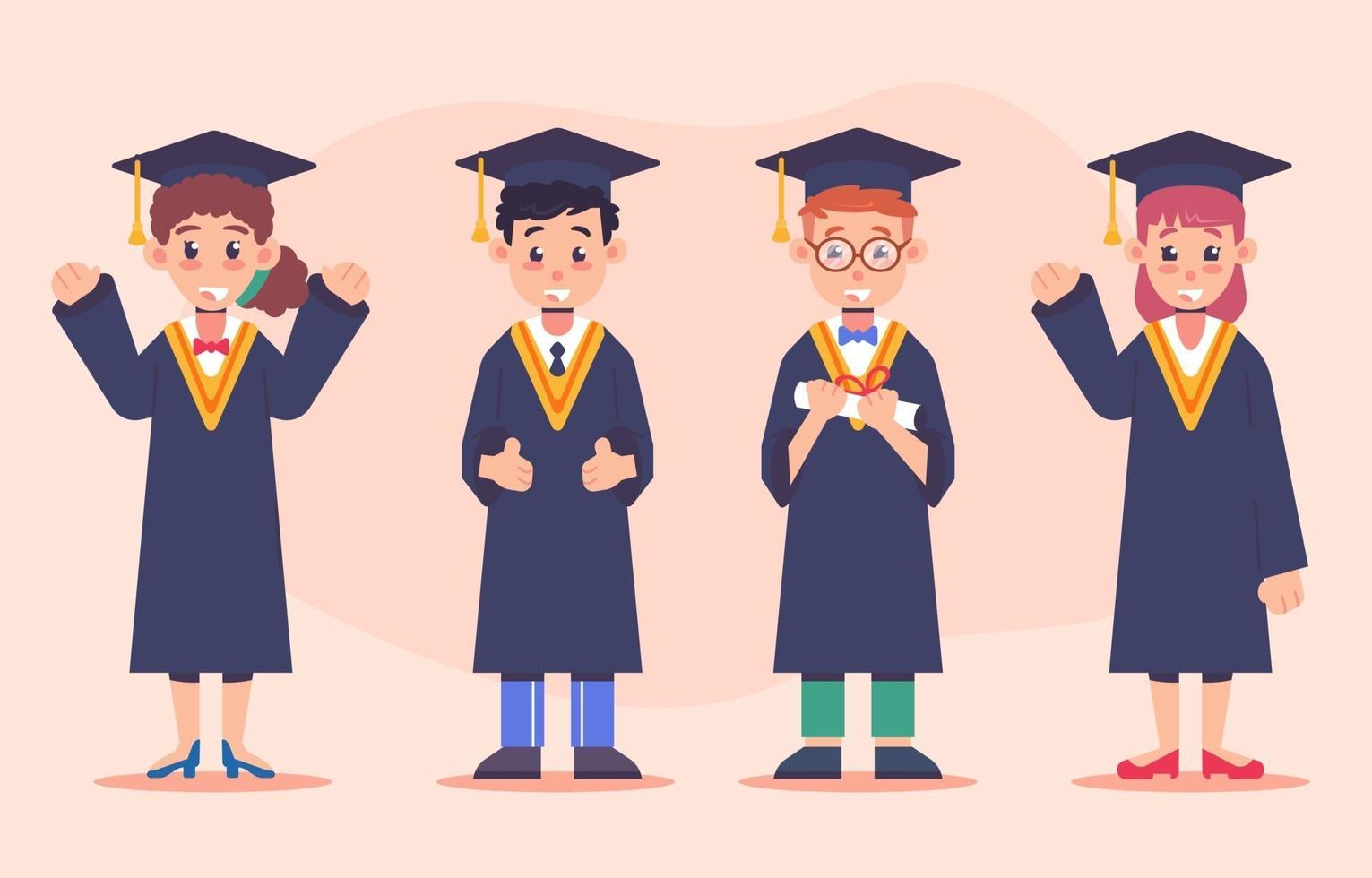 Happy People Celebrate Graduation with Different Pose vector