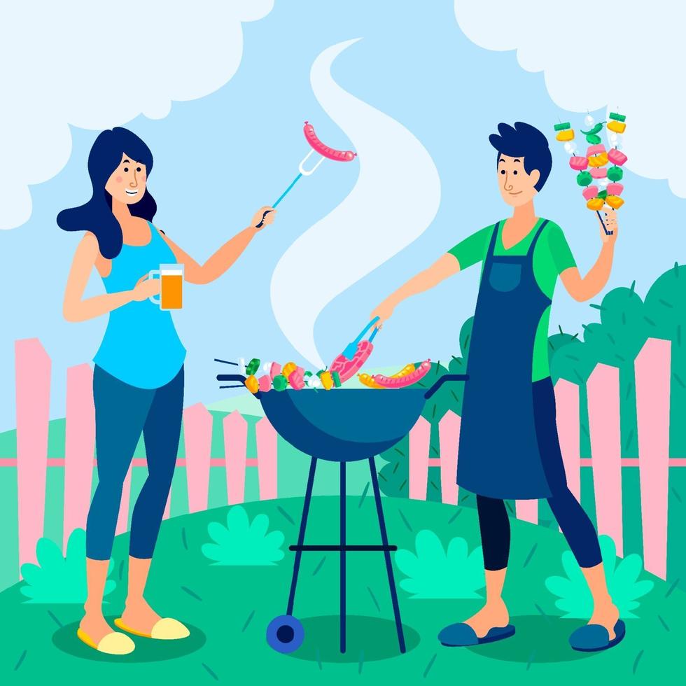 Outdoor Activity Barbeque Illustration Design vector