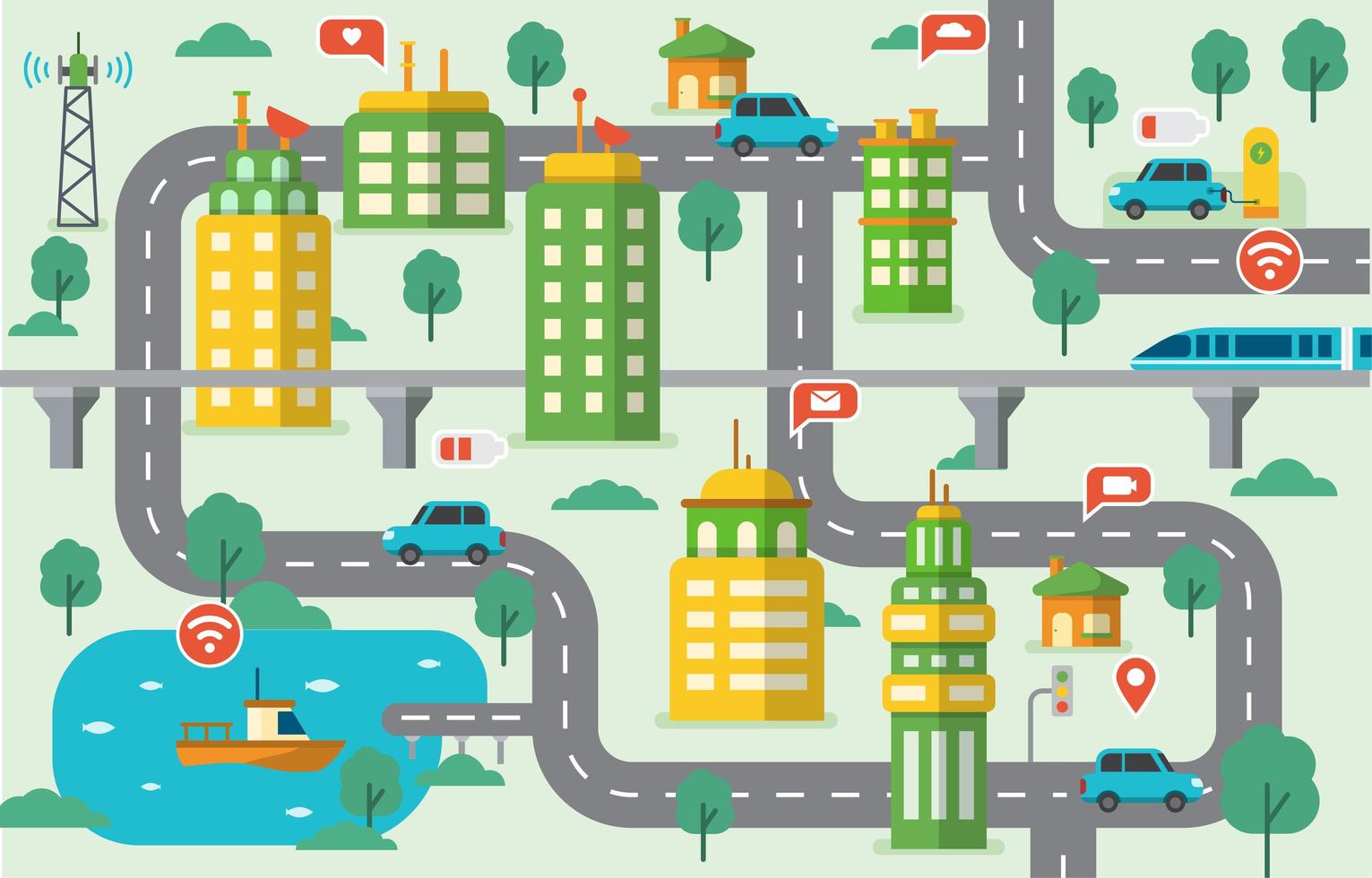 Smart City Integrations Illustration vector