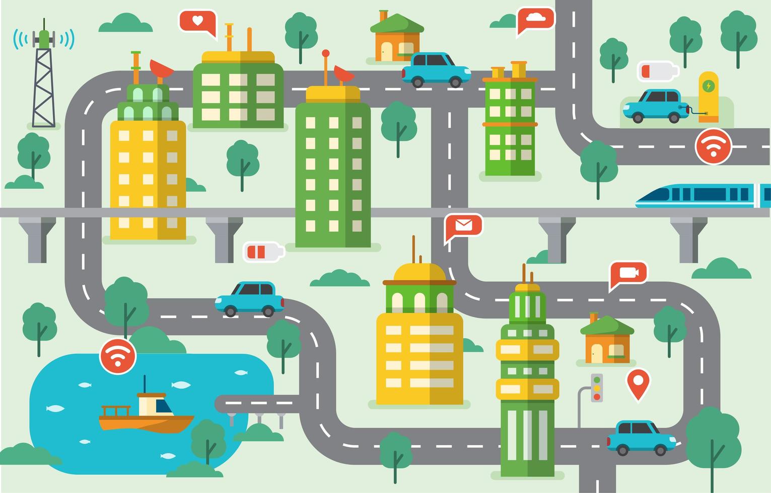 ilustración de integraciones de ciudad inteligente vector