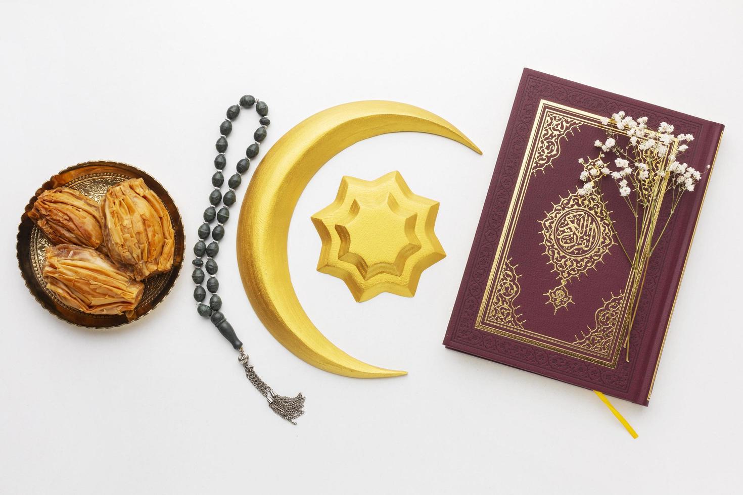 Islamic New Year Decorations with Quran in a row photo