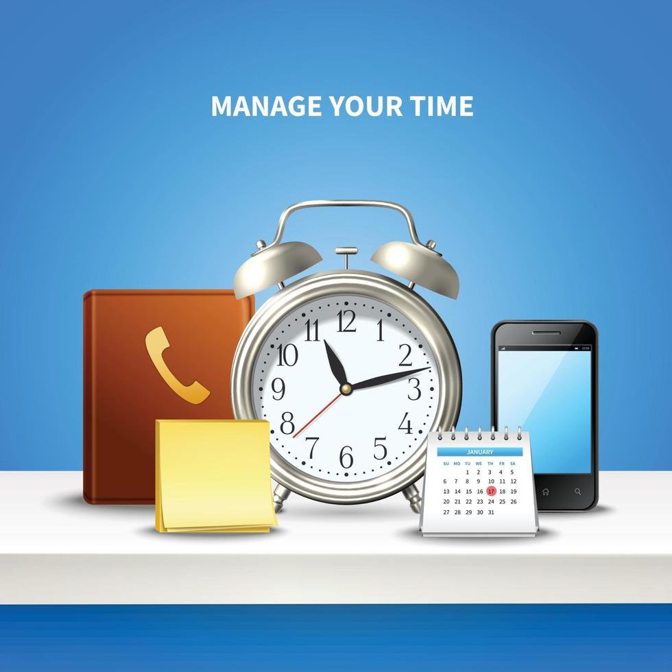 Time Management Realistic Composition Vector Illustration