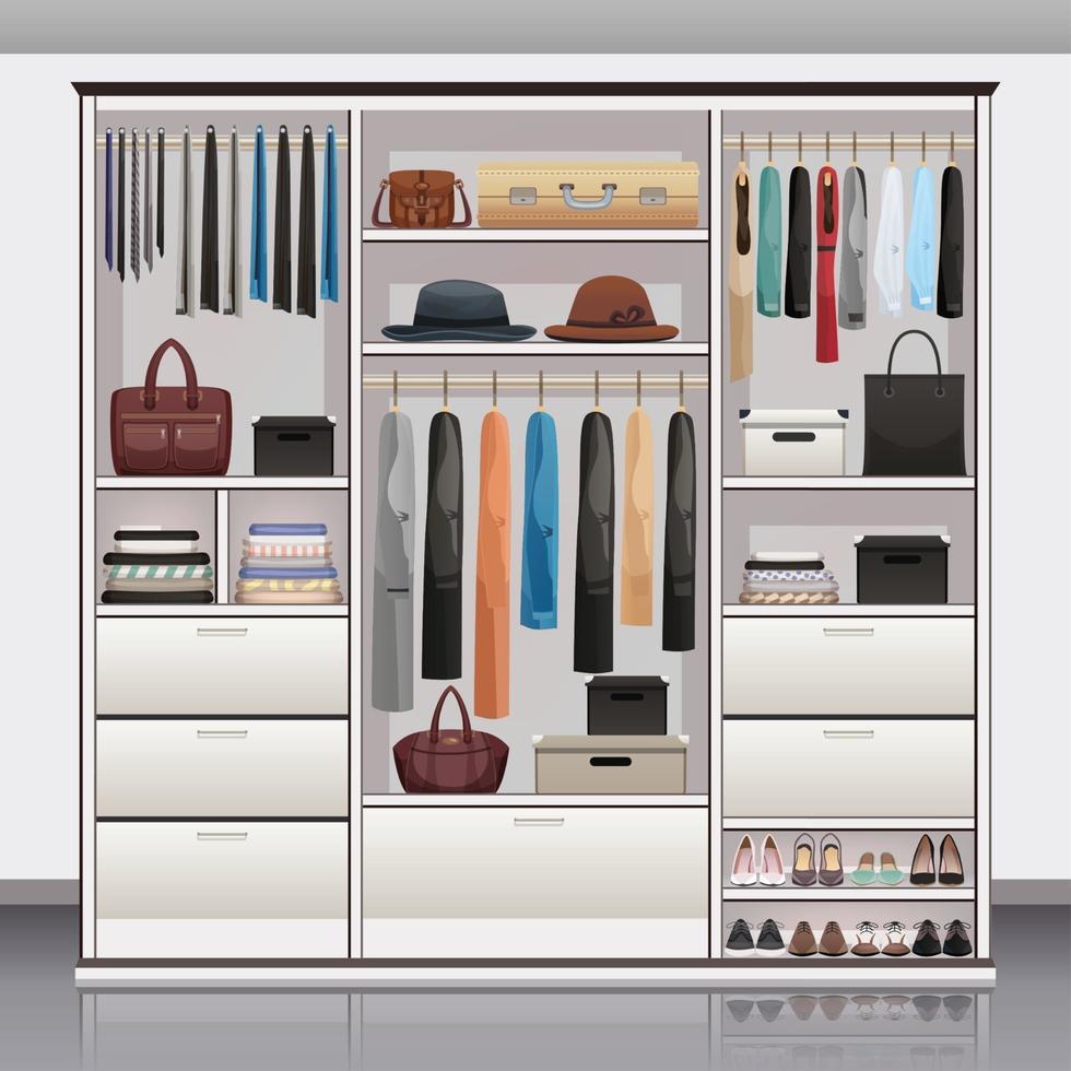 Wardrobe Storage Interior Realistic Vector Illustration