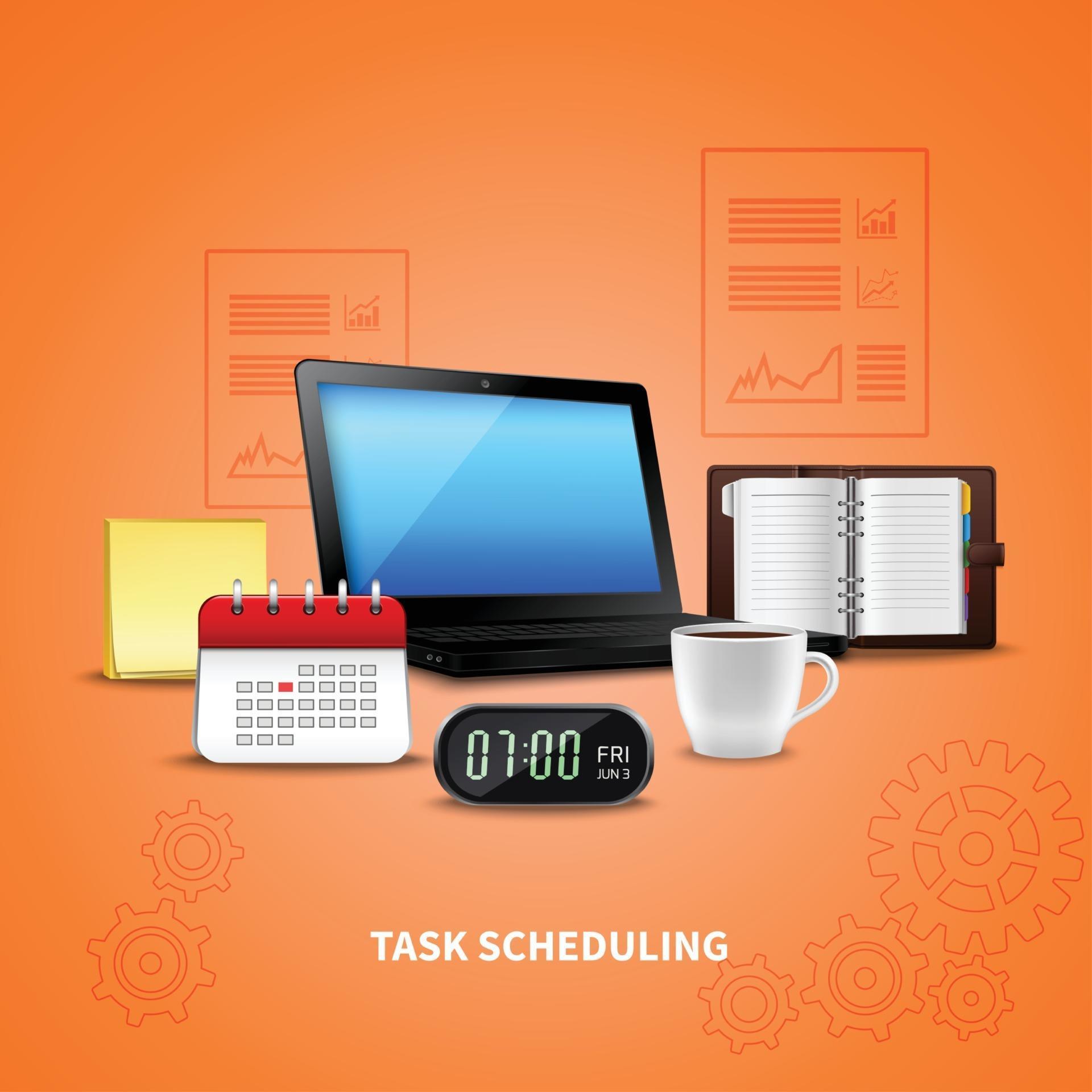 Orange Time Management Realistic Vector Illustration 2383629 Vector Art