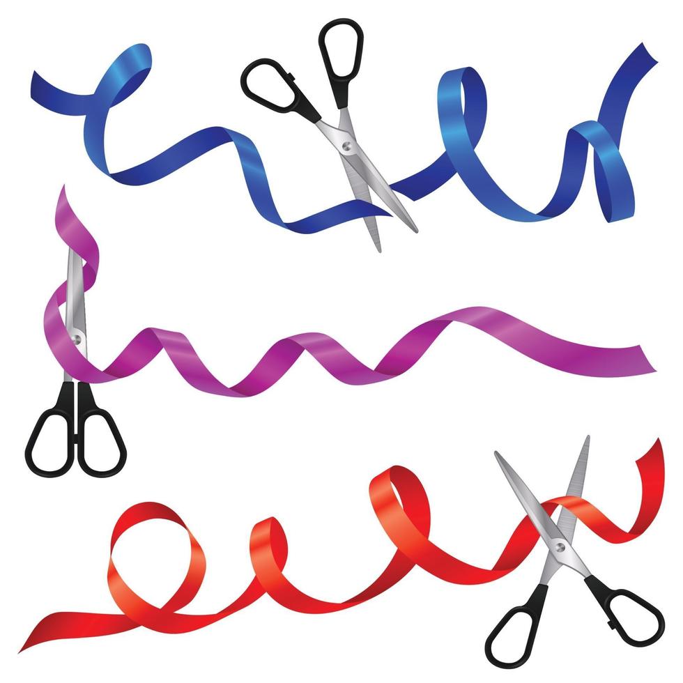 Ribbons With Scissors Realistic Set Vector Illustration