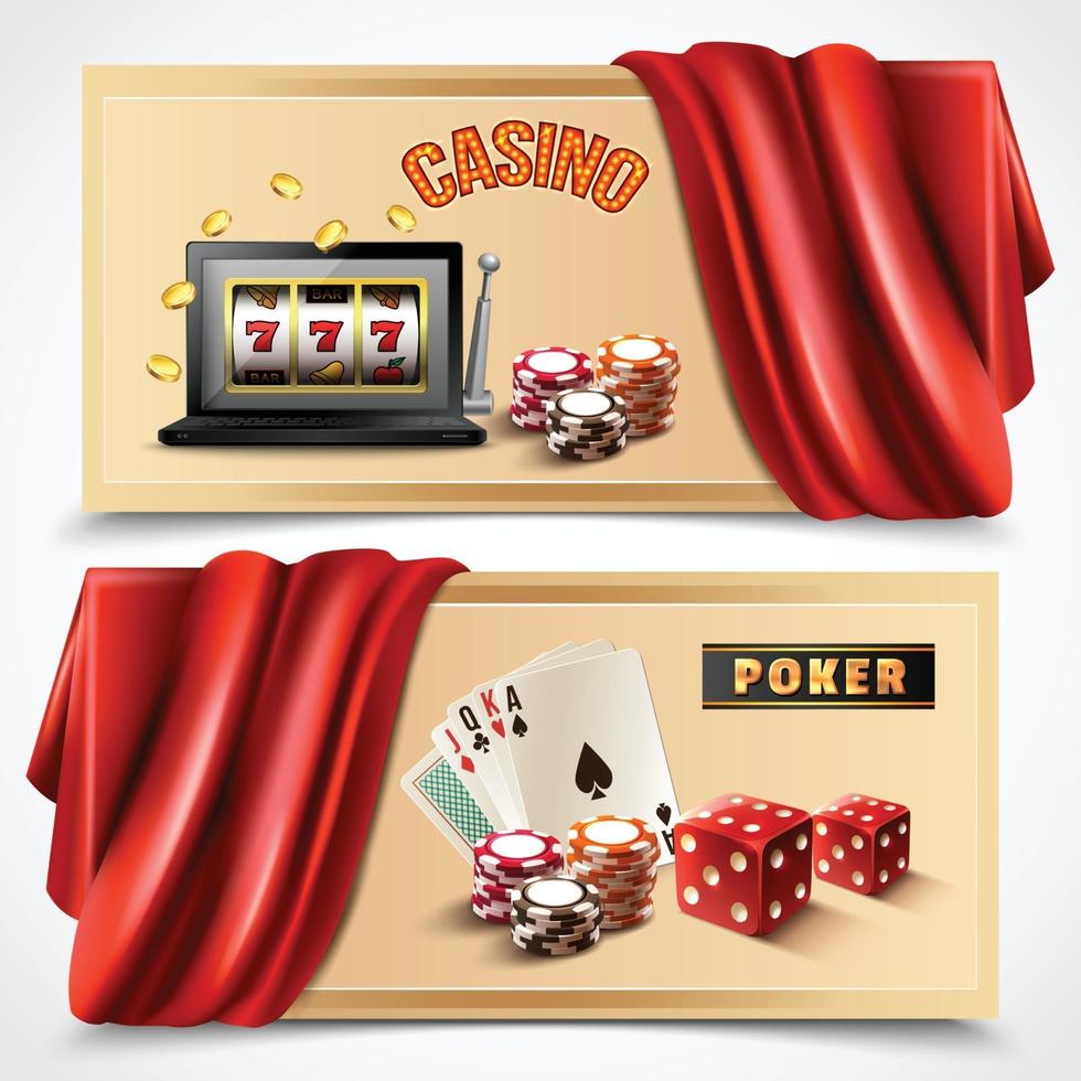 Casino banner realista establece ilustración vectorial vector