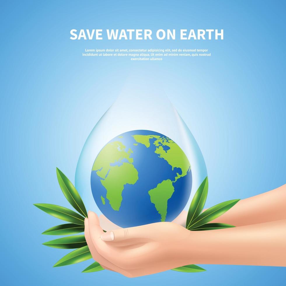 Ahorre agua en la tierra ilustración de vector de cartel publicitario