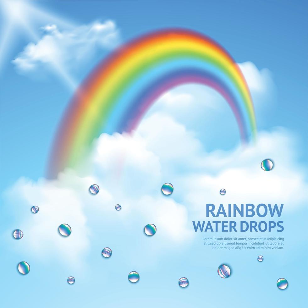 arco iris en las nubes cartel realista ilustración vectorial vector