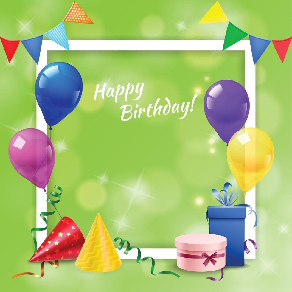 Birthday Party Frame Realistic Vector Illustration