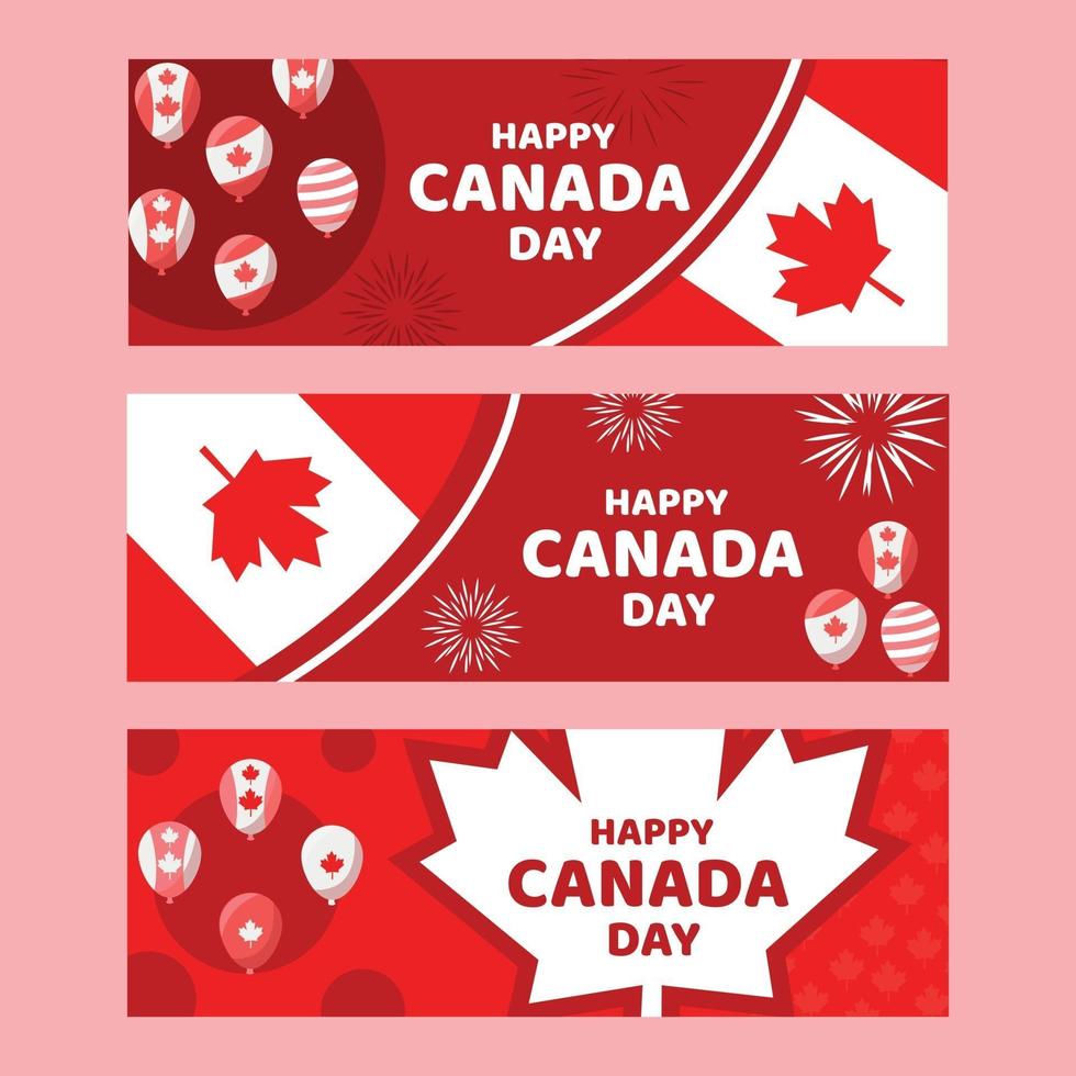 conjunto de banners del día de canadá vector