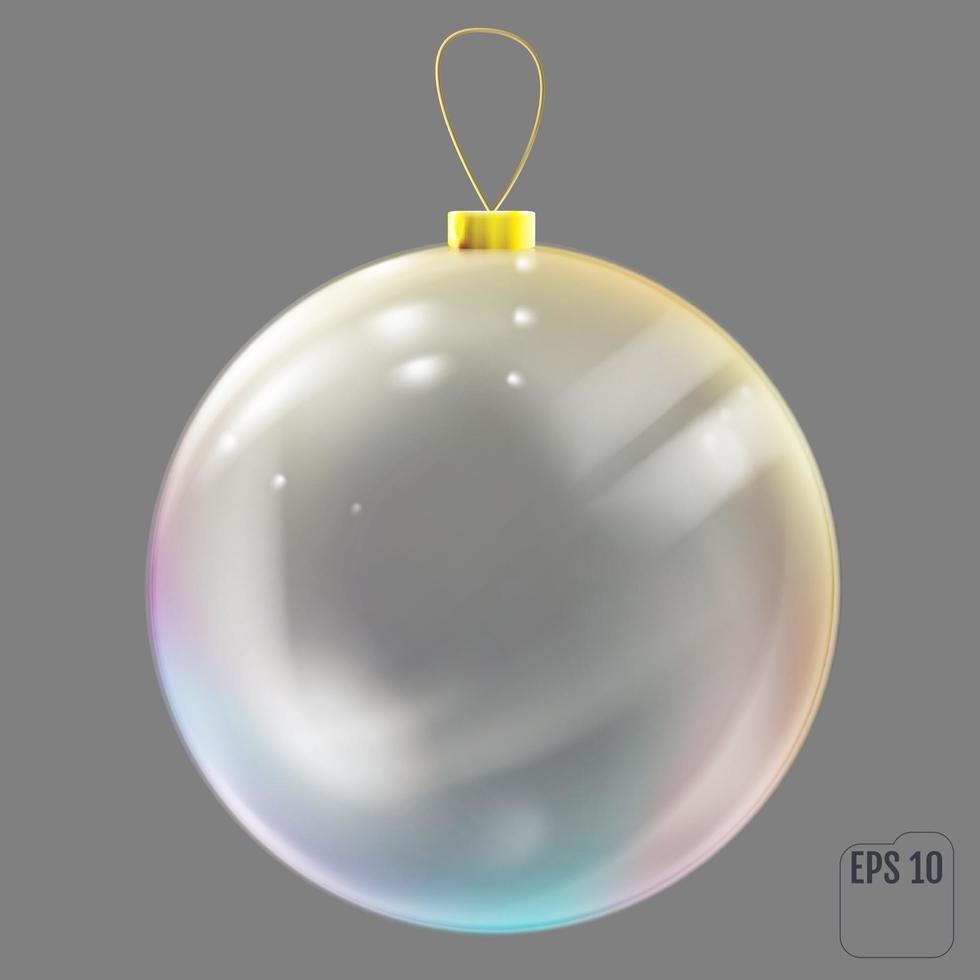 Juguete de árbol de navidad transparente con reflejos de colores vector