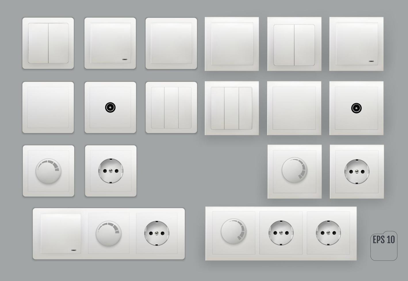 Wall switch Power electrical socket set vector