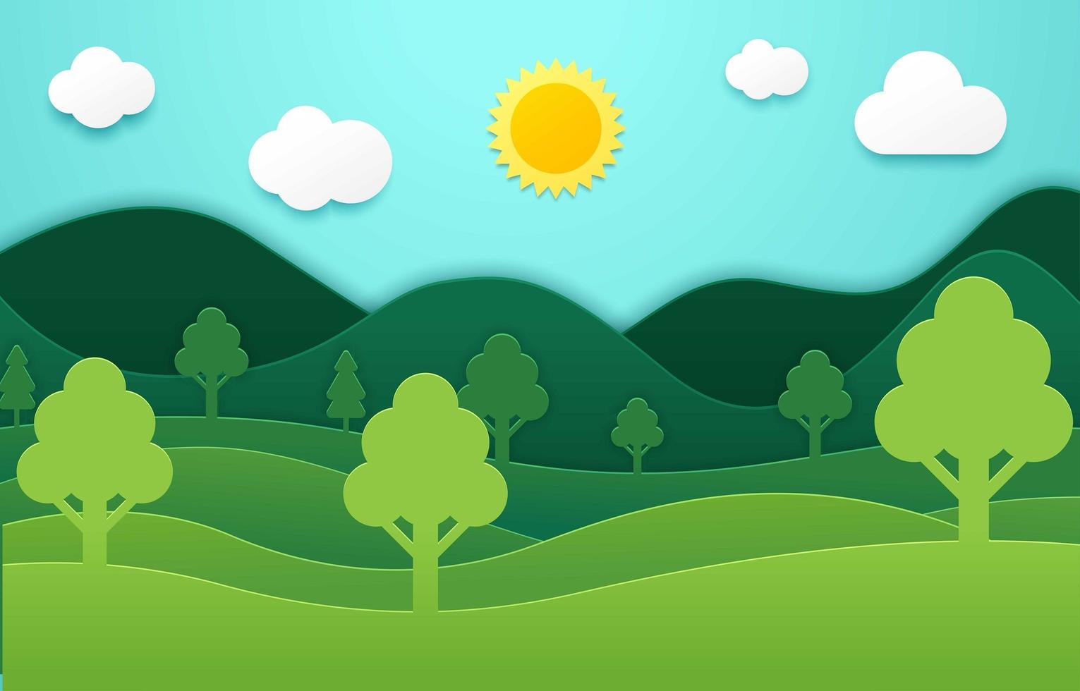 Earth Day Background in Paper Cut Style vector