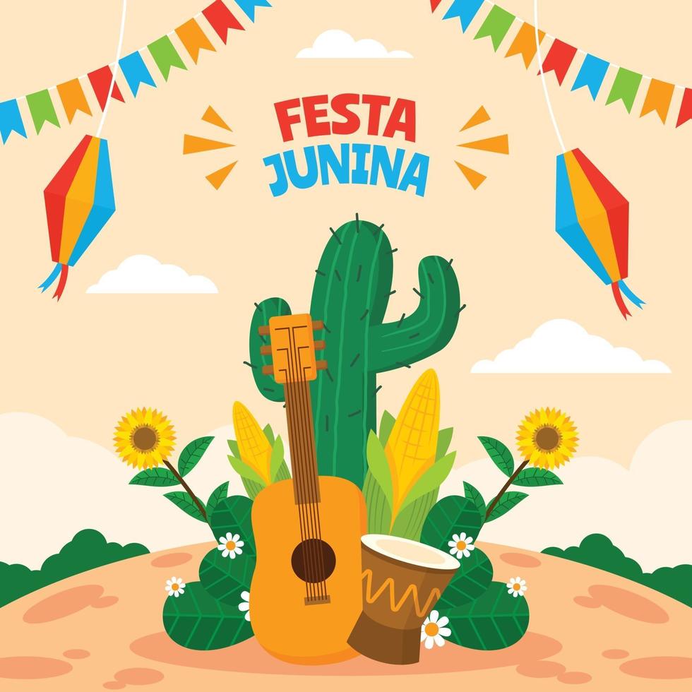 diseño de fondo plano festa junina vector