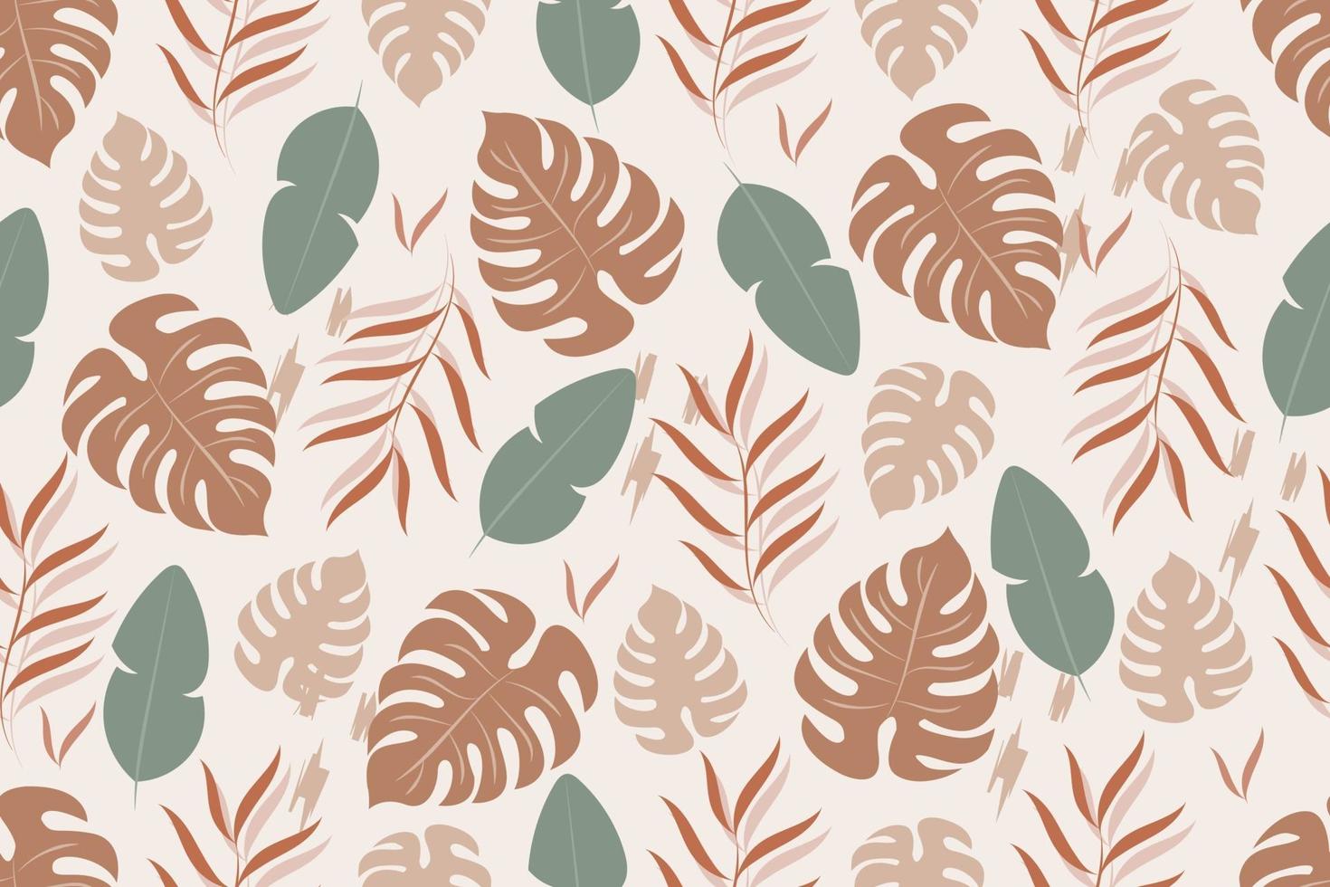 Trendy seamless pattern with tropical leaves vector