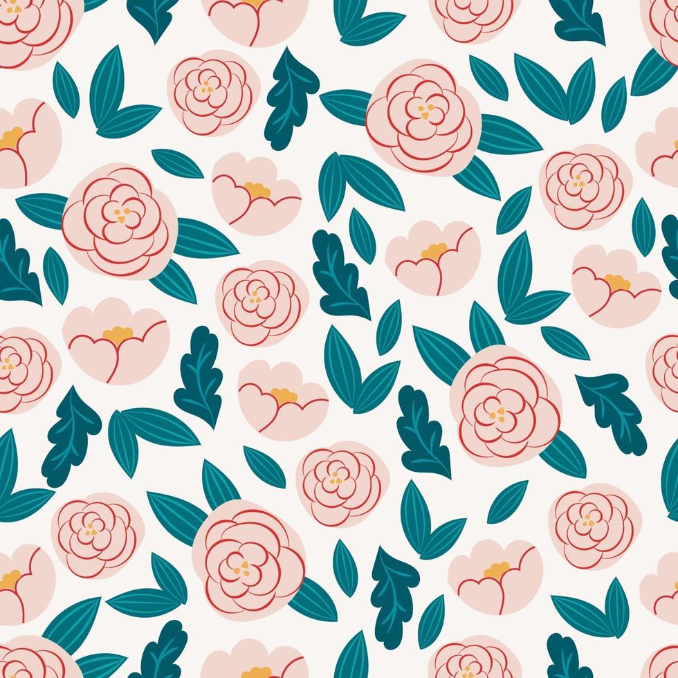 Botanical seamless pattern with flowers  and leaves vector