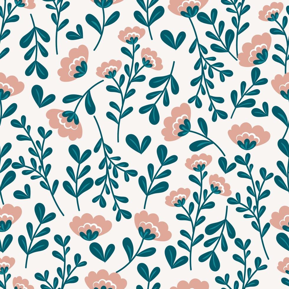 Botanical seamless pattern with flowers  and leaves vector